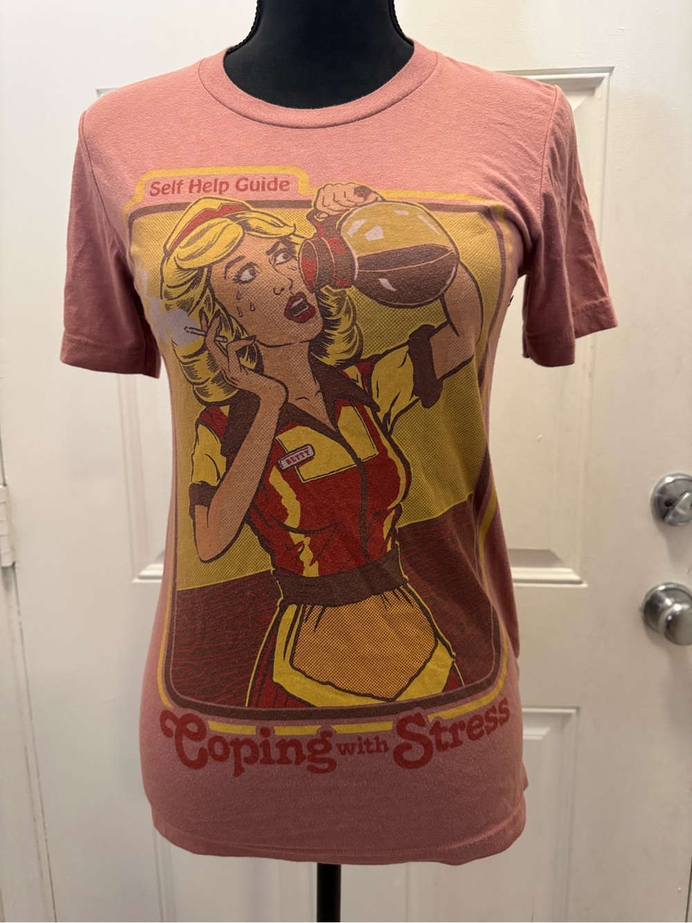 Bella Canvas Pink Vintage Pop-Art 'Coping with Stress' Graphic Tee 0534